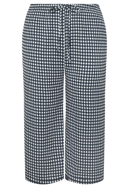 YOURS Plus Size Navy Blue Gingham Culottes | Yours Clothing 5