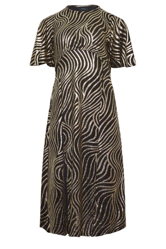M&Co Black Swirl Print Angel Sleeve Split Hem Midi Dress | M&Co 7