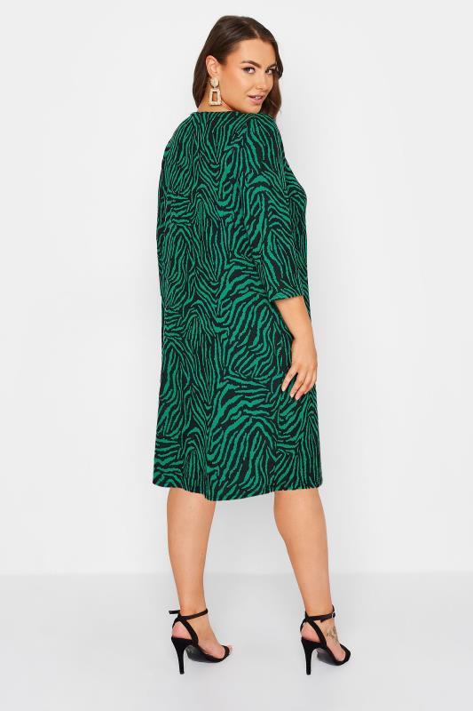 YOURS LONDON Plus Size Green Zebra Print Jacquard Knitted Pocket Dress | Yours Clothing 3