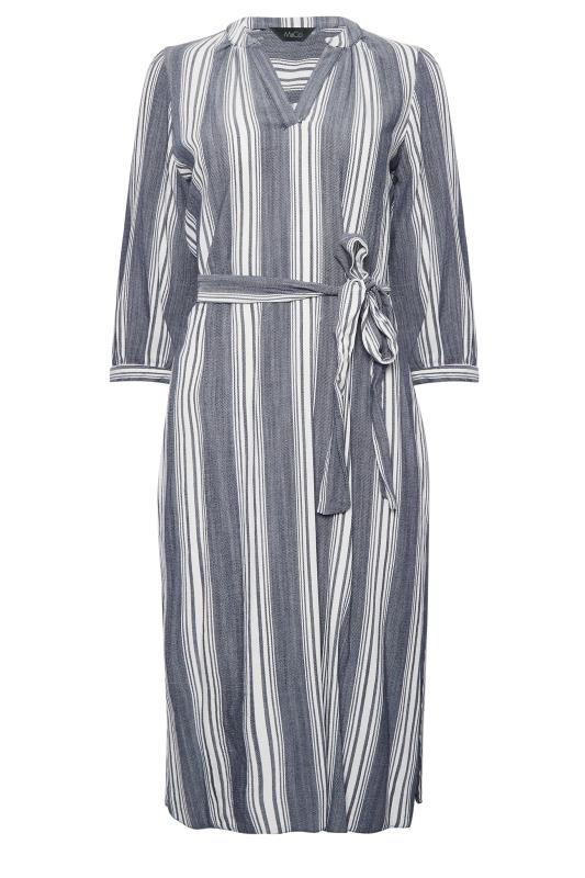 M&Co Navy Blue Stripe Print Tie Waist Tunic Dress | M&Co 6