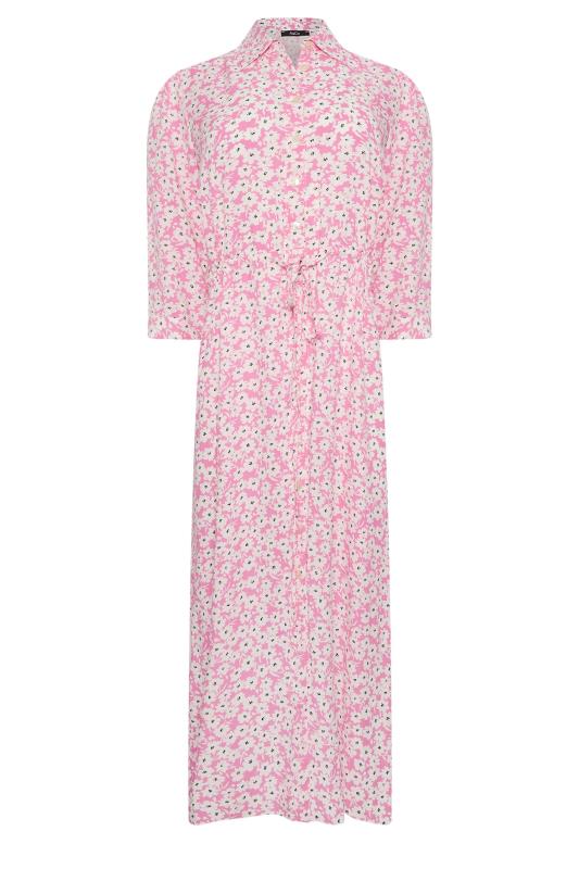 M&Co Women's Pink Floral Print Midi Shirt Dress | M&Co 6