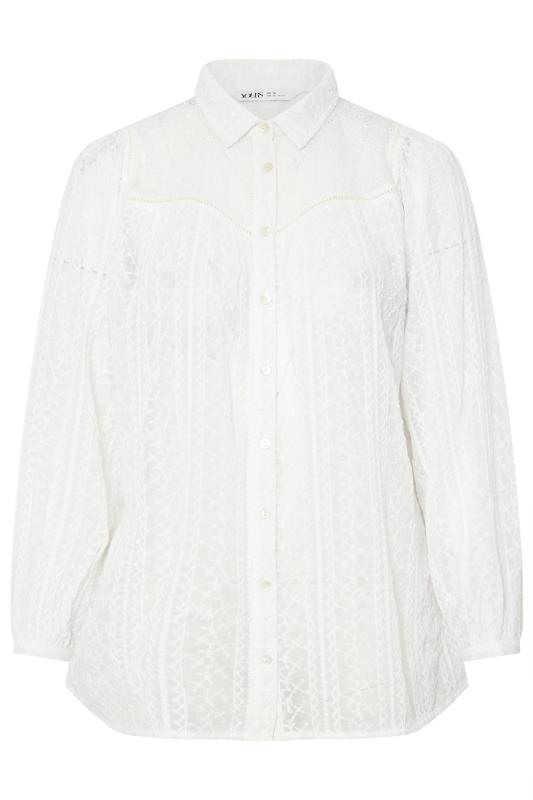 YOURS Plus Size White Embroidered Shirt | Yours Clothing 7
