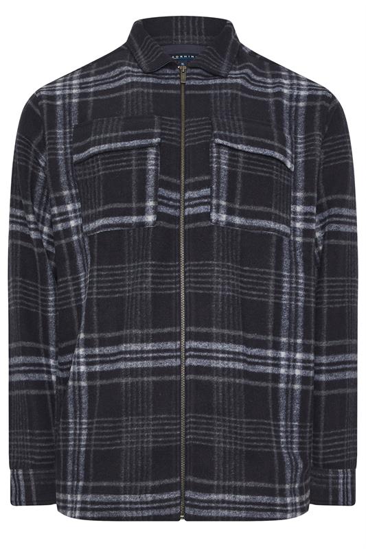 BadRhino Big & Tall Blue Check Print Zip Through Overshirt | BadRhino 6