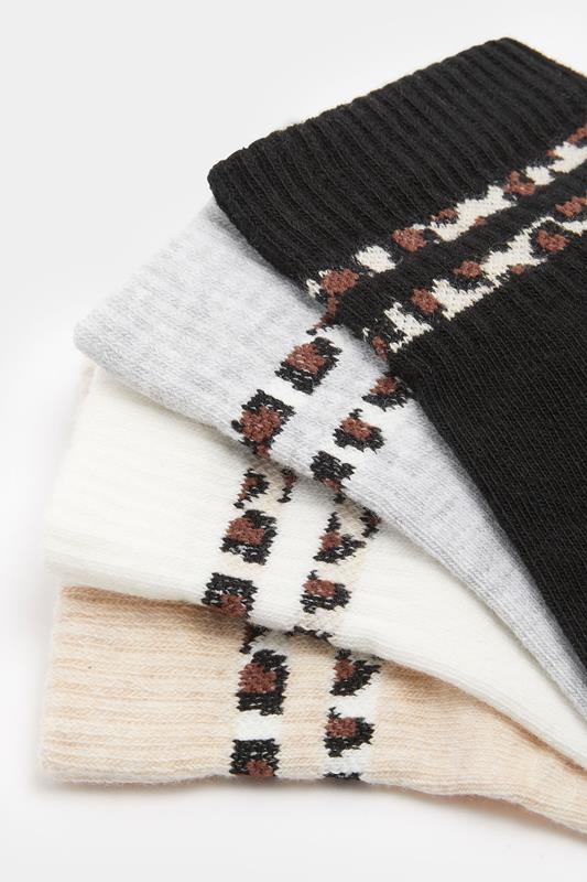 YOURSET 4 PACK Plus Size White Animal Stripe Ankle Socks | Yours Clothing 4