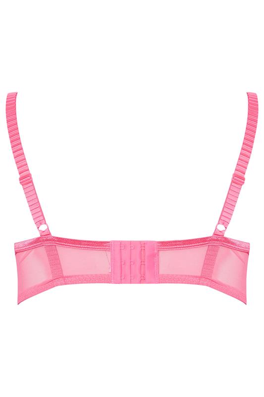 YOURS Plus Size Pink Contrast Lace Padded Plunge Bra | Yours Clothing 7