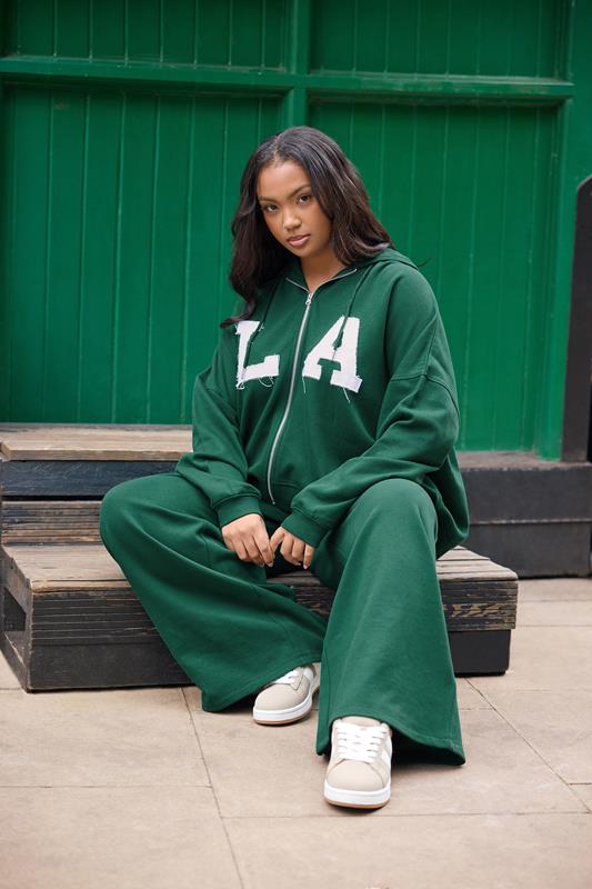  YOURS Curve Green 'LA' Zip Hoodie
