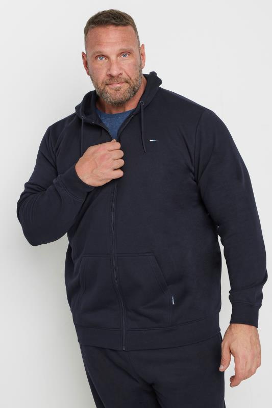 BadRhino Big & Tall Navy Blue Zip Through Hoodie & Jogger Set | BadRhino 1