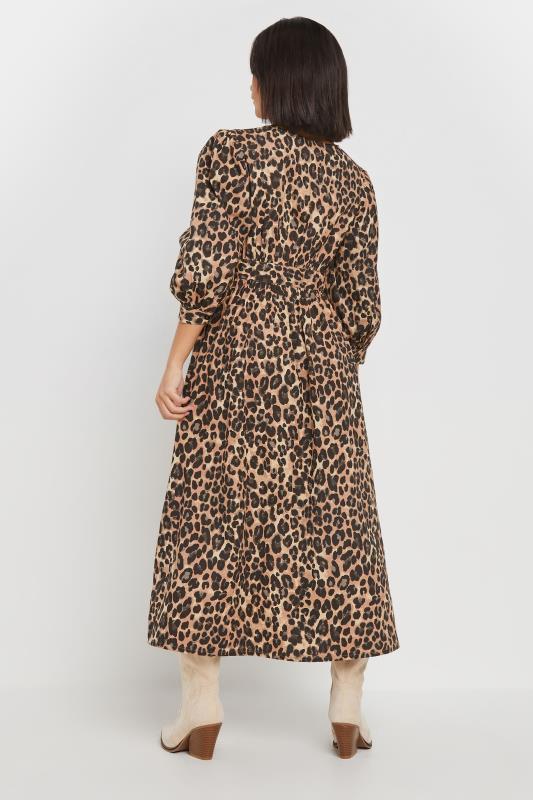 PixieGirl Petite Women's Brown Leopard Print Button Midi Dress | PixieGirl 2
