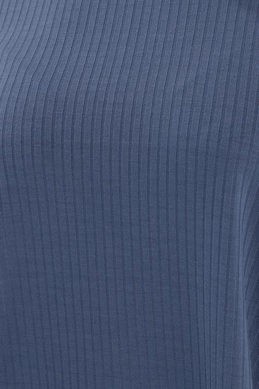 YOURS Plus Size Denim Blue Ribbed Swing T-Shirt | Yours Clothing 4