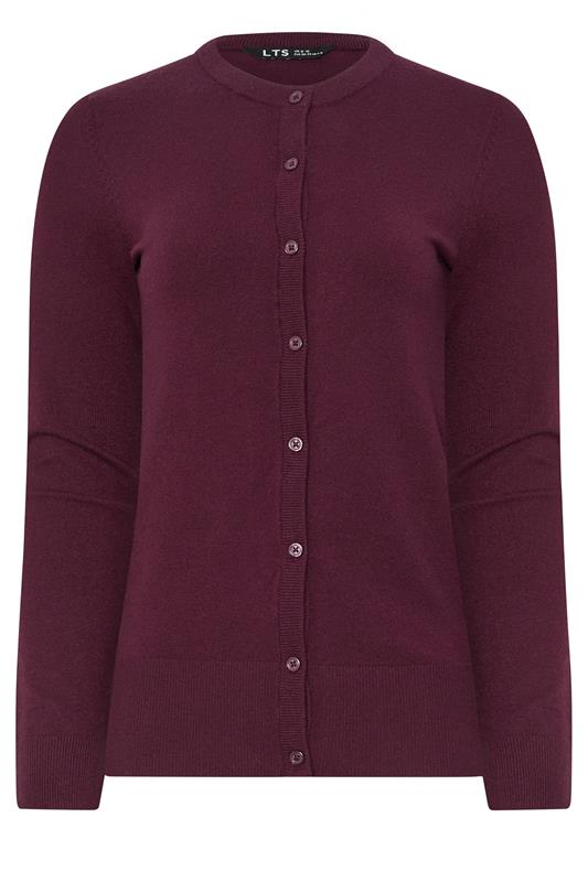 LTS Tall Dark Cherry Red Crew Neck Button Cardigan | Long Tall Sally 6