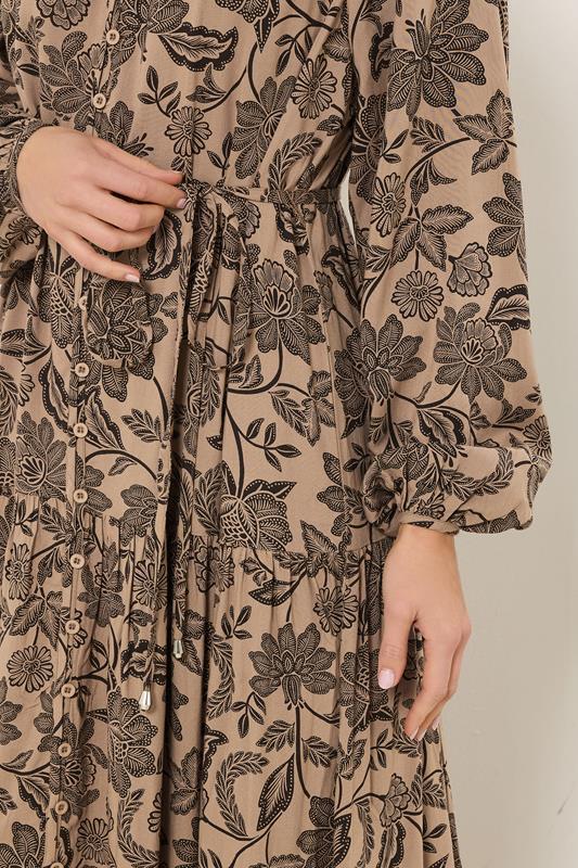 LTS Tall Women's Natural Brown Tie Waist Maxi Dress | Long Tall Sally 5