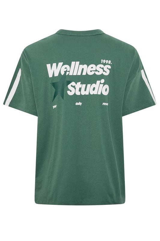 YOURS ACTIVE Plus Size Green 'Wellness Studio' T-Shirt | Yours Clothing 8