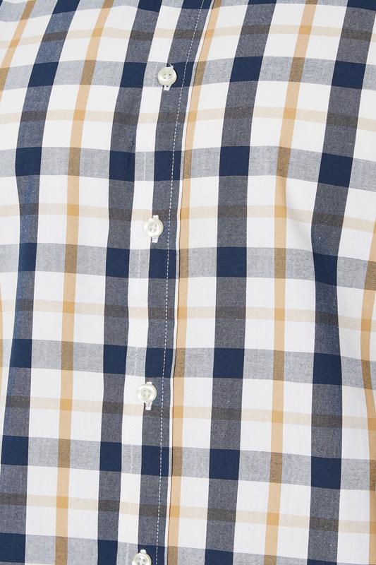 BadRhino Big & Tall Navy Blue & Tan Brown Short Sleeve Check Shirt | BadRhino 5