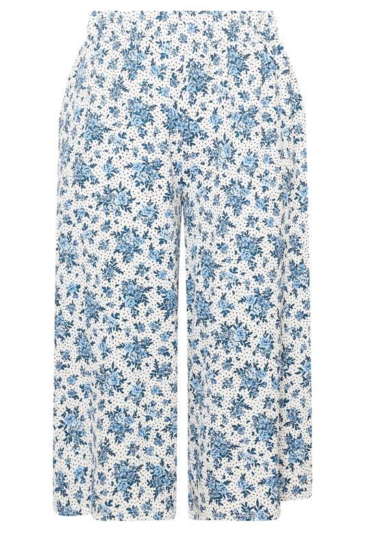 YOURS Plus Size White Ditsy Floral Culottes | Yours Clothing 5
