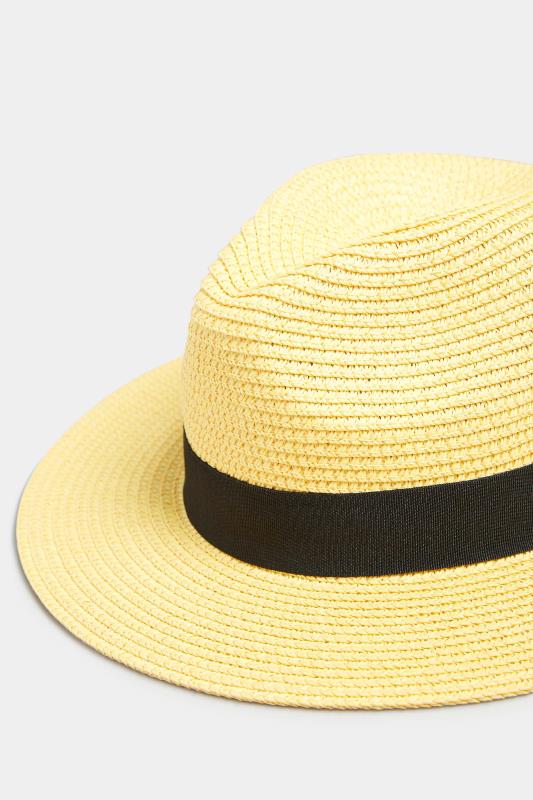 Yellow Straw Fedora Hat | Yours Clothing  3