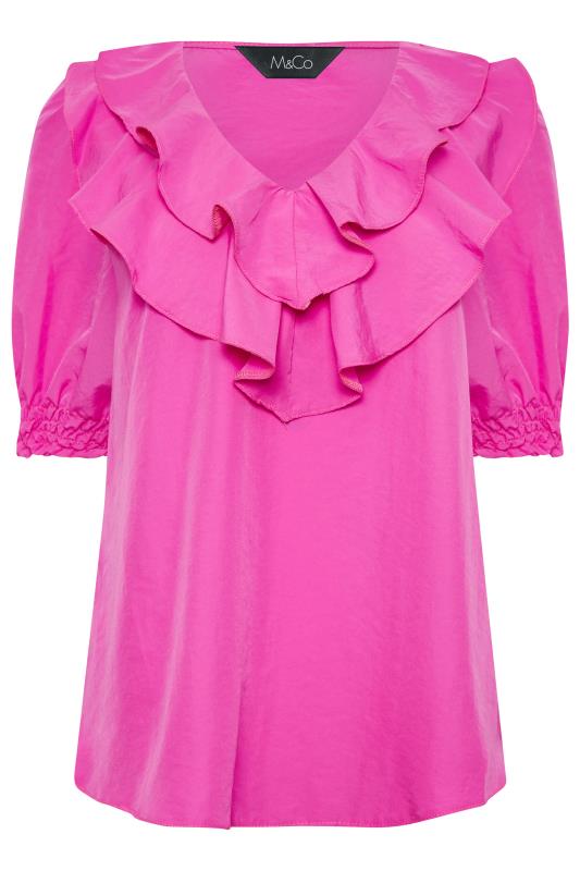 M&Co Bright Pink Frill Front Blouse | M&Co 6