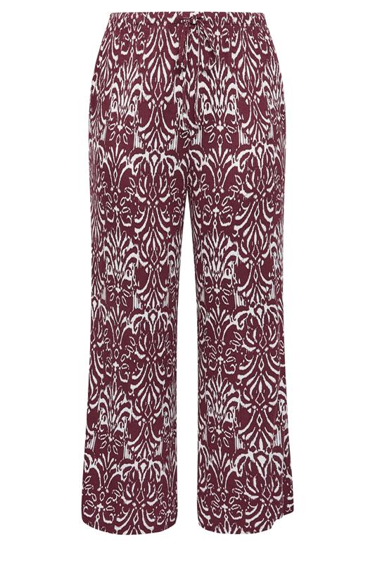 YOURS Plus Size Red Ikat Print Trousers | Yours Clothing 5