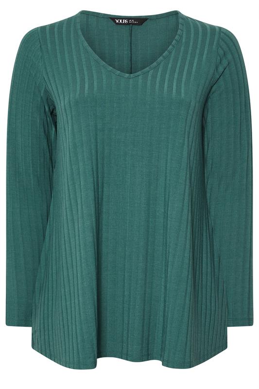 YOURS Plus Size Teal Blue Ribbed Swing T-Shirt | Yours Clothing 5