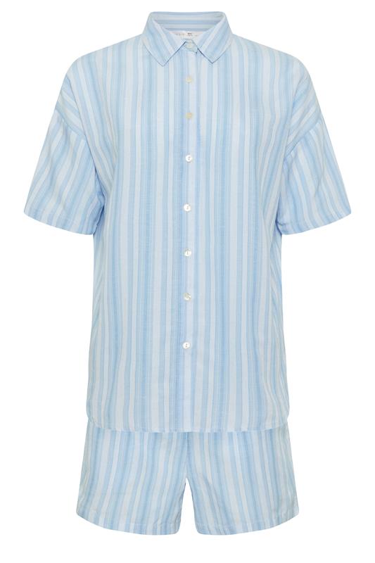 PixieGirl Petite Women's Set Blue Stripe Cotton Shirt & Shorts | PixieGirl 7