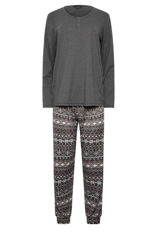 M&Co Grey Fairisle Cosy Soft Touch Pyjama Set | M&Co 5
