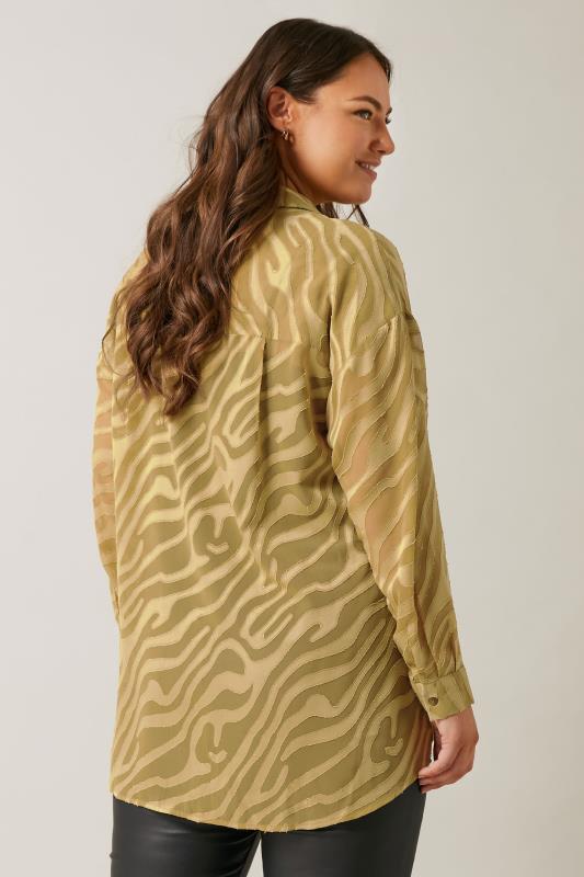 EVANS Plus Size Green Zebra Burnout Shirt | Yours Clothing 4
