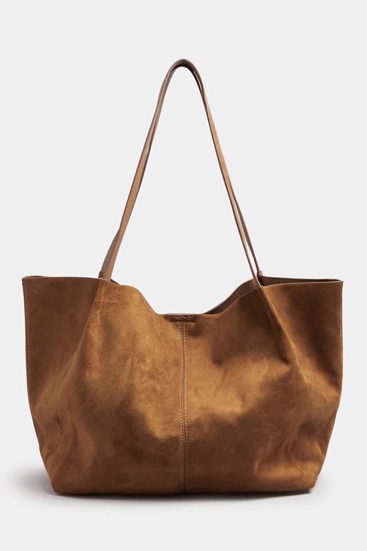 Brown Faux Suede Oversize Tote Bag