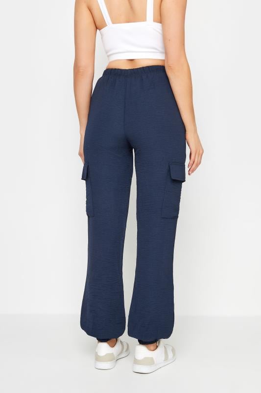 LTS Tall Women's Navy Blue Textured Cuffed Cargo Trousers | Long Tall Sally 2