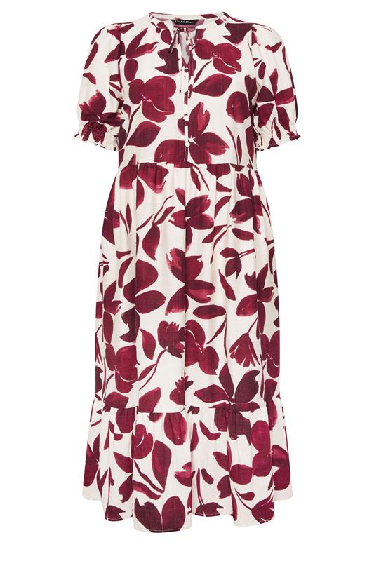 EVANS Plus Size Red Floral Tie Neck Maxi Dress | Evans 6