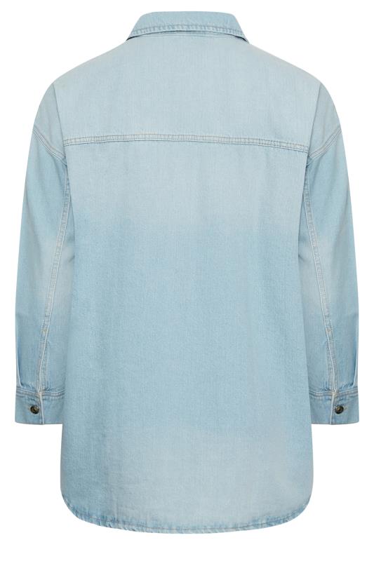 YOURS Plus Size Curve Light Blue Denim Western Style Shacket | Yours Clothing  9