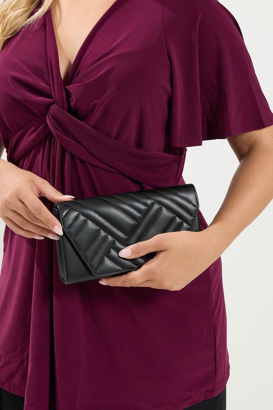 Black Chevron Clutch Bag
