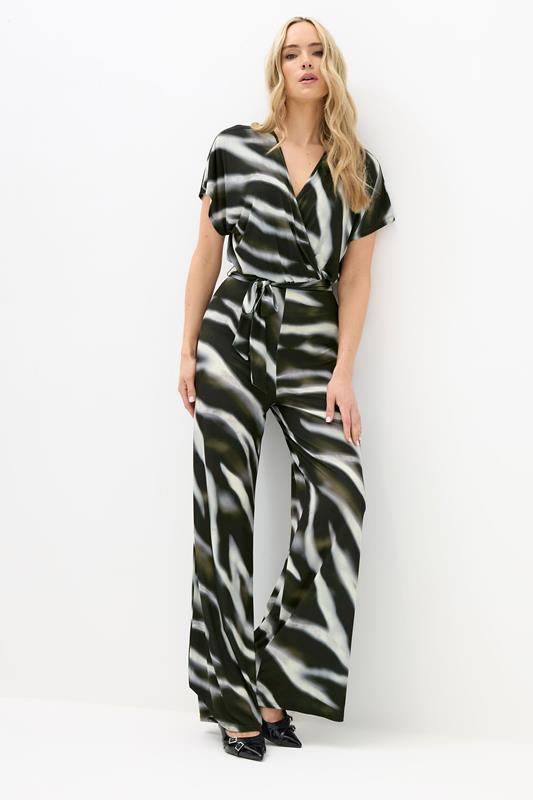 LTS Tall Black Abstract Wrap Jumpsuit | Long Tall Sally 1