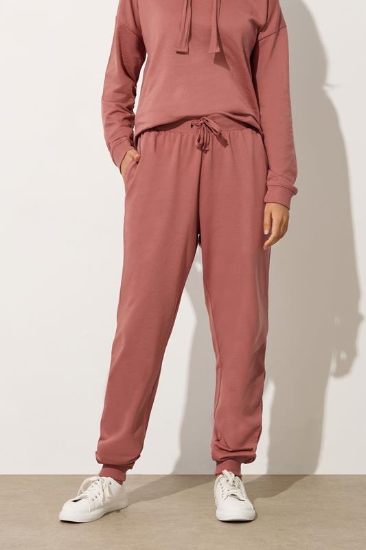 LTS Tall Coral Pink Jersey Drawcord Cuffed Joggers | Long Tall Sally 1