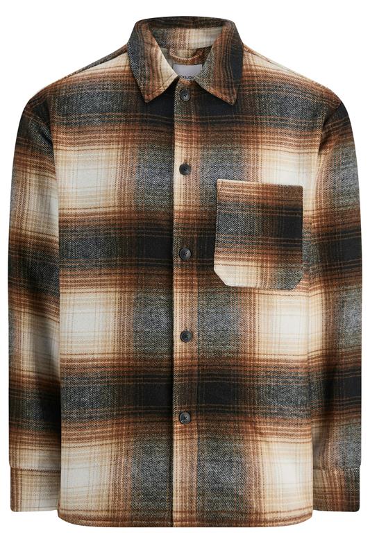 JACK & JONES Big & Tall Brown Check Overshirt | BadRhino 2