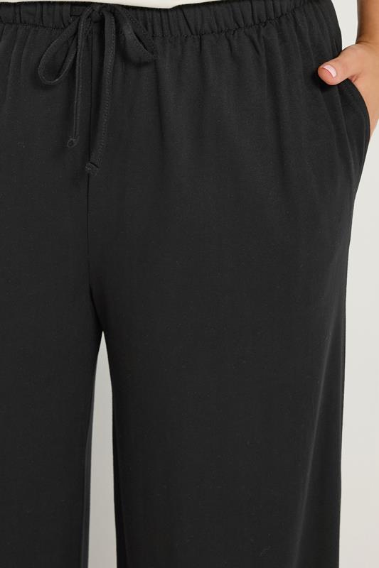 YOURS Plus Size Black Soft Touch Wide Leg Trousers | Yours Clothing 4