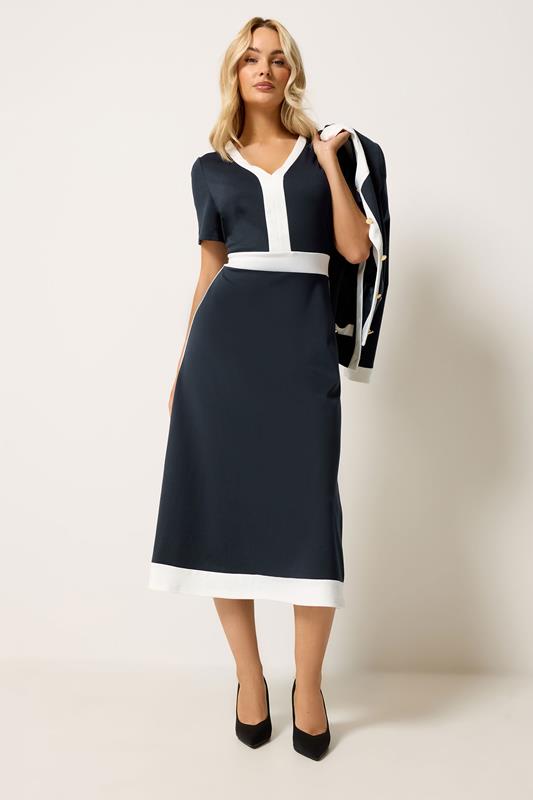 M&Co Navy Blue Colourblock Dress And Jacket Set | M&Co 2