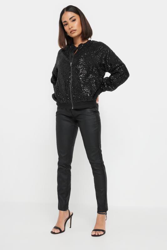PixieGirl Petite Women's Black Sequin Bomber Jacket | PixieGirl 2