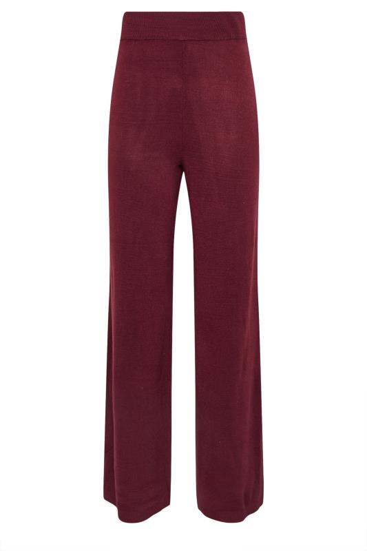 LTS Tall Burgundy Red Knitted Wide Leg Trousers | Long Tall Sally 5