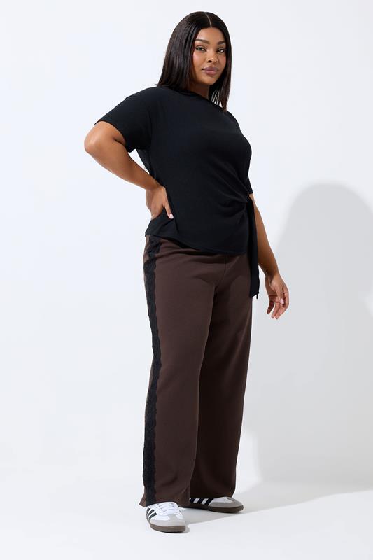  LIMITED COLLECTION Curve Chocolate Brown Lace Insert Trousers