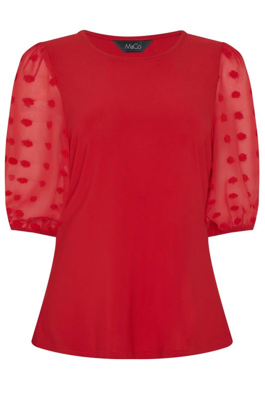 M&Co Red Dobby Sleeve Blouse | M&Co 6