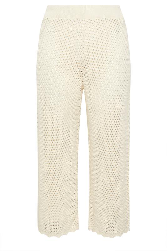 LIMITED COLLECTION Plus Size Cream Crochet Scallop Edge Trousers | Yours Clothing 5