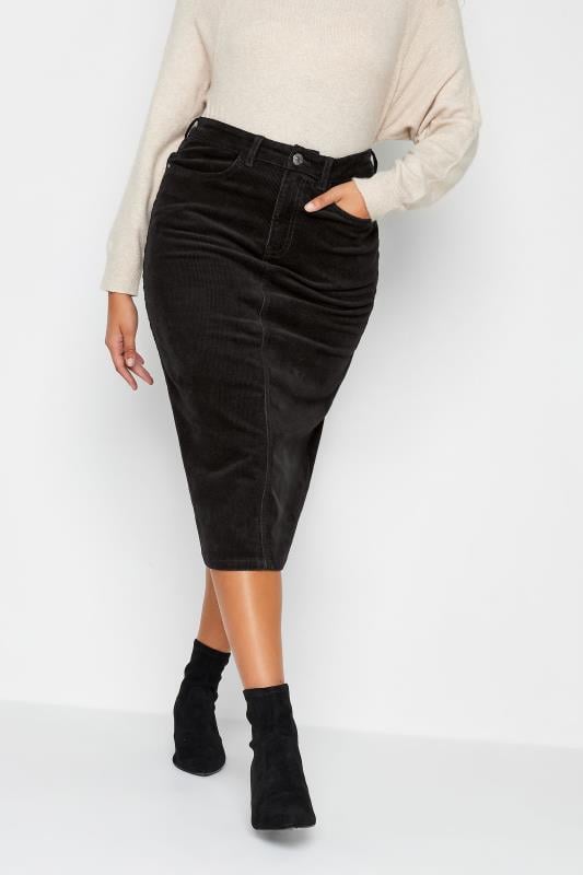 Women's  M&Co Black Cord Midi Skirt