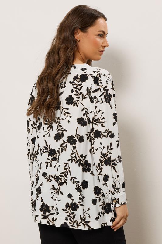 EVANS Plus Size White Floral Stitch Detail Blouse | Evans 4