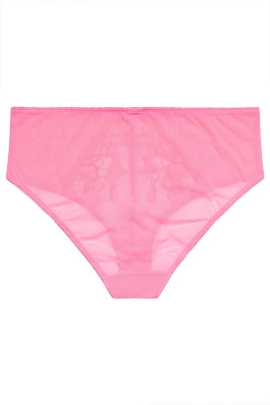 YOURS Plus Size Pink Floral Lace Mesh Full Briefs | Yours Clothing 6
