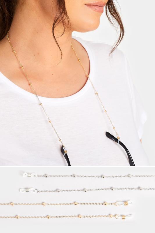 Plus Size  Yours 2 PACK Silver & Gold Beaded Sunglasses Chain Set