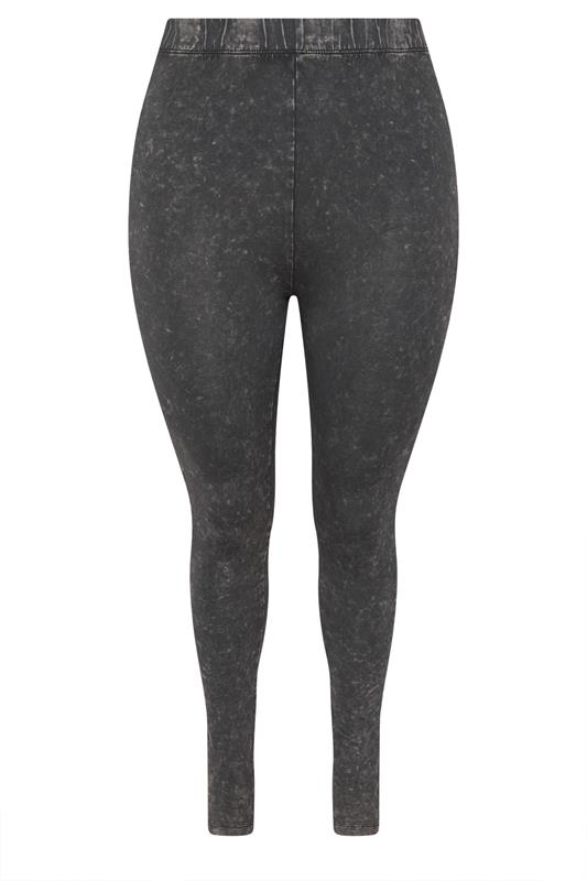 YOURS Plus Size Black Acid Wash Leggings | Yours Clothing 5