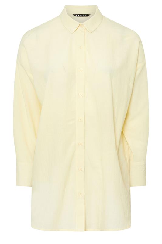 YOURS Plus Size Butter Yellow Linen Shirt | Yours Clothing 5
