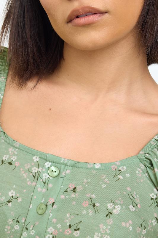 PixieGirl Petite Women's Sage Green Ditsy Floral Print Mini Dress | PixieGirl 4