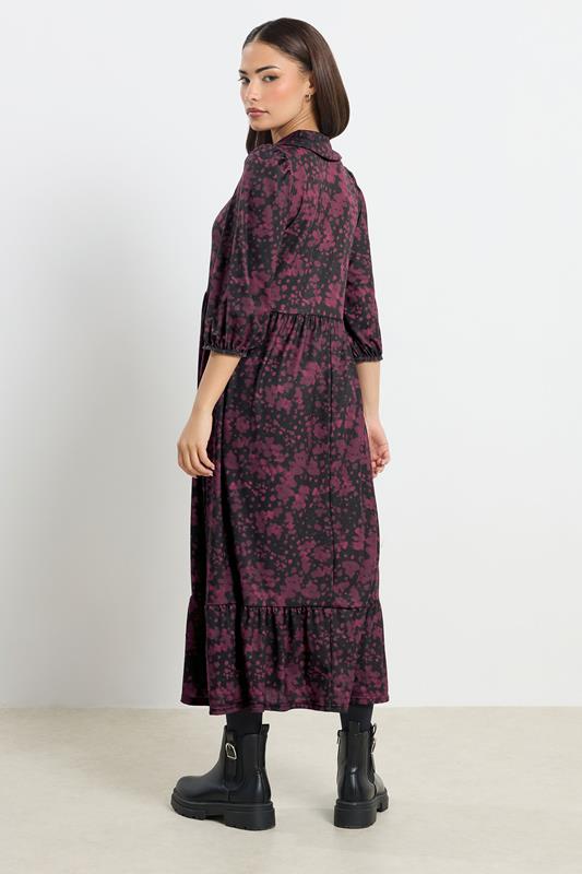 PixieGirl Petite Women's Burgundy Red Abstract Midi Dress | PixieGirl 2