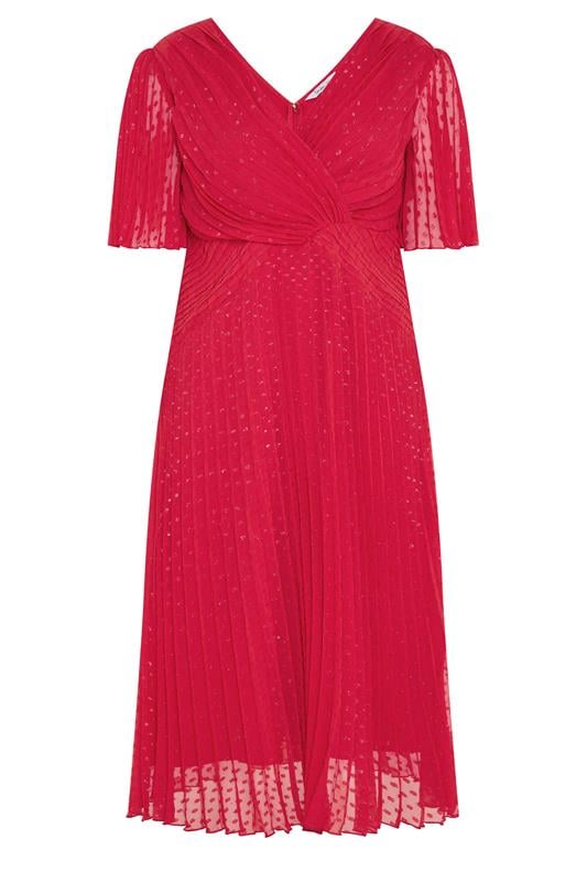 YOURS LONDON Plus Size Red Chocolate Brown Metallic Dobby Wrap Dress | Yours Clothing 5