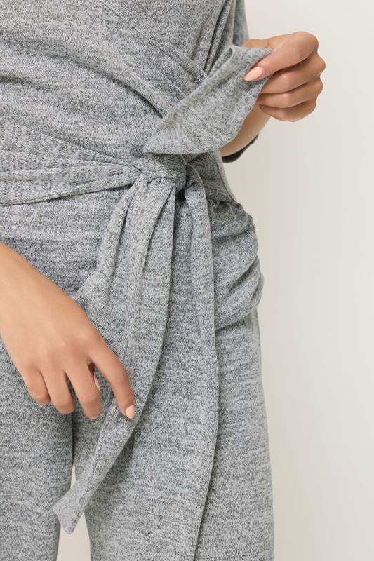 PixieGirl Petite Women's Grey Marl Belted Wrap Top | PixieGirl  4